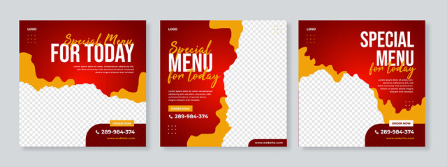 Special Menu Food or Restaurant Food Editable Social Media Post Template Banners for Digital Marketing. - Vector