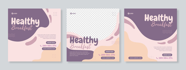 Healthy Food or Restaurant Food Editable Social Media Post Template Banners for Digital Marketing. - Vector
