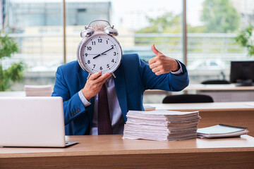 Old male boss employee in time management concept
