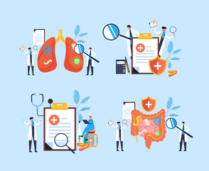Medicine pharmaceutical medication doctor nurse concept. Vector flat graphic design illustration set