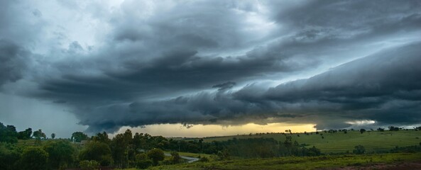 Storm clouds, Amazing Shelf cloud, sunset storm