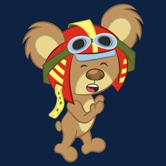 Illustration vector pilot teddy bear with suit and background for fashion design or other products.