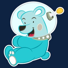 Illustration vector cute teddy bear with space suit and text for fashion design or other products.