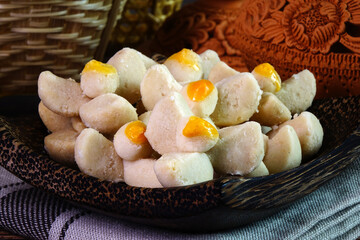Thai shortbread cookies or Kleeb lamduan (lamduan flower shortbread cookie) one of the auspicious...