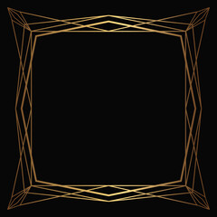 Vector golden frame on the black background. Isolated art deco design
