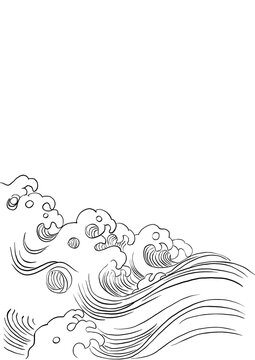 japanese wave Pattern  hand drawn illustration,art design