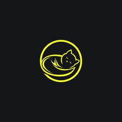 logo cat templet cartoon vector icon animal