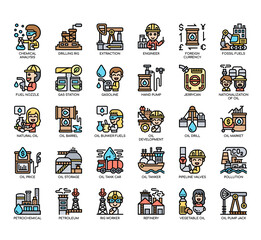 Set of Oil Industry thin line and pixel perfect icons for any web and app project.
