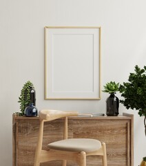 Mockup frame in living room interior,Scandinavian style.