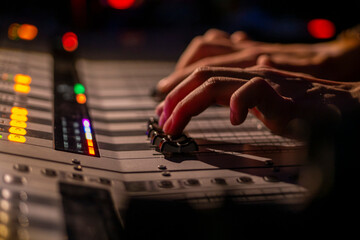 audio tv broadcast equipment. low light. color