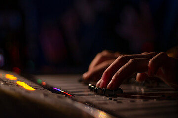 audio tv broadcast equipment. low light. color