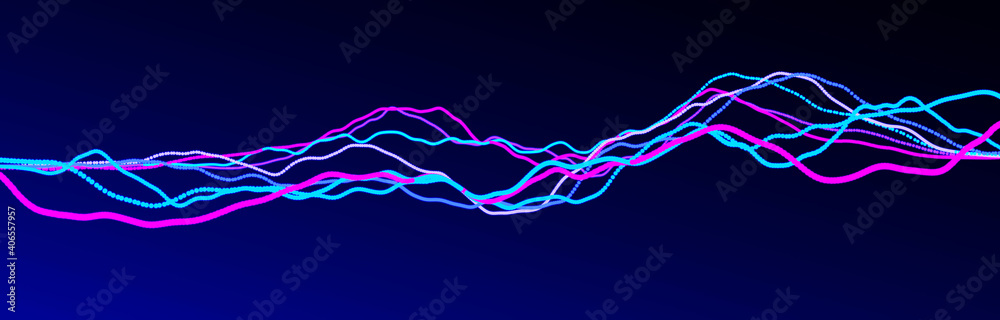 Poster sound wave element. abstract blue digital equalizer. big data visualization. dynamic light flow. 3d 