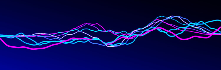 Sound wave element. Abstract blue digital equalizer. Big data visualization. Dynamic light flow. 3d rendering.