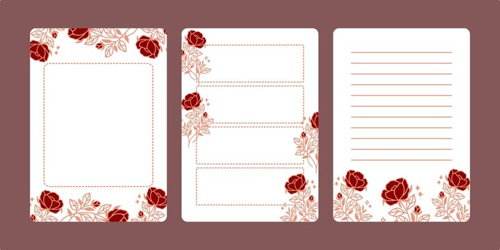 Set of floral notepads, to do list, schedule and daily planners