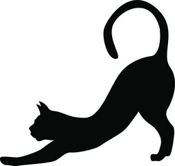 vector isolated image of black silhouettes on a white background.cute cat.clipart, sign icon, label, symbol, logo, print, sticker.