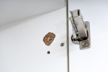 broken concealed hinge on cabinet door, furniture fitting hardware for cupboard or wardrobe to be...
