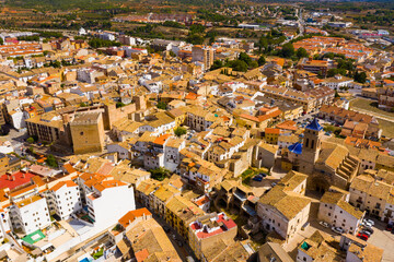 Fototapeta na wymiar View from drone of historical center of spanish city Requena, Valencia