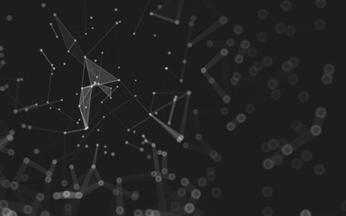 Abstract background. Molecules technology with polygonal shapes, connecting dots and lines. Connection structure. Big data visualization.
