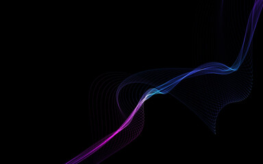 Dark abstract background with a glowing abstract waves