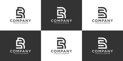 Set of creative monogram letter sr logo template