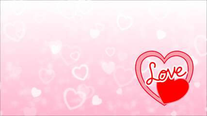 Pink valentine greeting wallpaper and card, small hearts,  blurred and out of focus drawings are intentional for artistic purpose