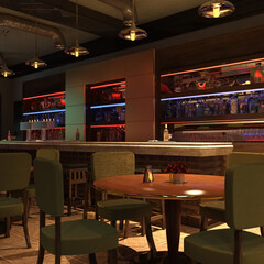 テレビ会議 背景用 夜 ラウンジ night LOUNGE CG video conferencing background