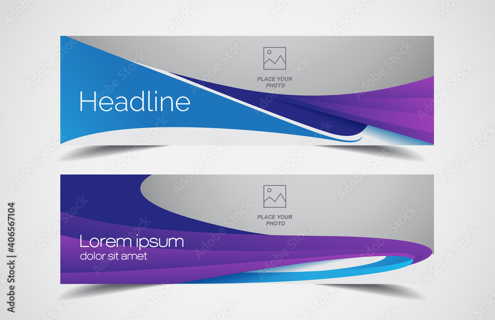 Wall mural set of modern design - vector web banners design background or header templates, horizontal advertis