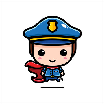 Design a cute boy character as a police hero