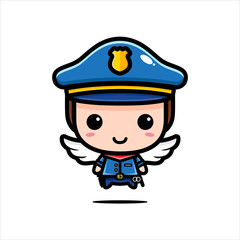 cute police angel character design