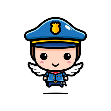 cute police angel character design
