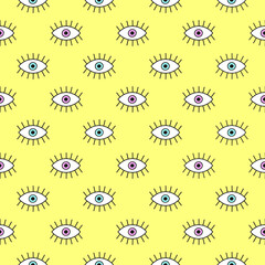 Yellow background with eyes