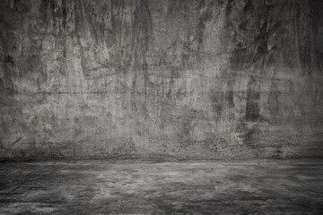 Blank concrete grunge wall with floor, texture background.
