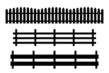 Black fence on white background. Seamless pattern. Stable fence. Decorative fence section. Stock image. EPS 10.