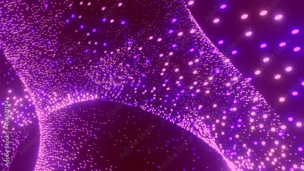 Poster infinite loop simple blue and purple particle background animation with wave