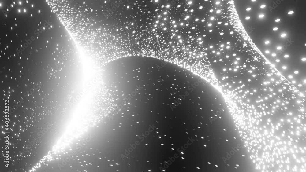 Poster infinite loop simple white particle background animation with wave