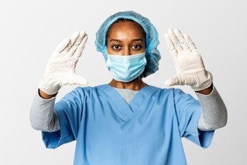 Doctor touching modern virtual screen interface medical technology