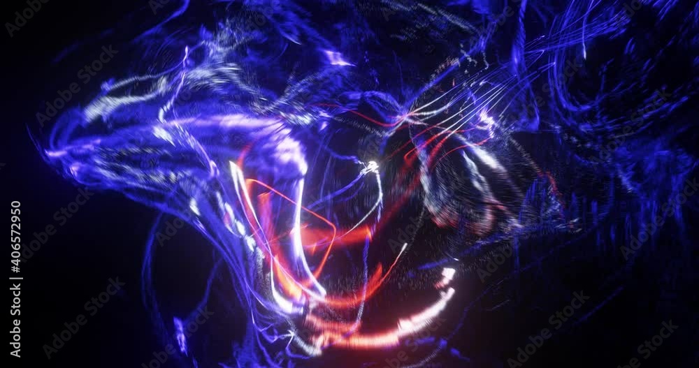 Poster abstract pulsing purple line particles with fluid motion. simulating heart beat effect. looped seaml