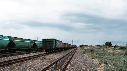 Fototapeta na wymiar Boxcars in the railway station