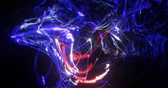 Abstract Pulsing purple line particles with fluid motion. Simulating heart beat effect. Looped seamless footages for event, concert, title, presentation, music, VJ.  plasma, pulse. 3D render