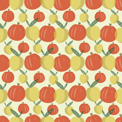 Peach and Pomegranate vector ilustration seamless pattern.Great for wrapping paper,scrapbooking,textile,fabric print.eps10.
