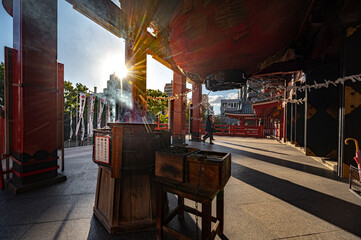 Sunlight though the gate at Osu kanon temple, Nagoya, Japan