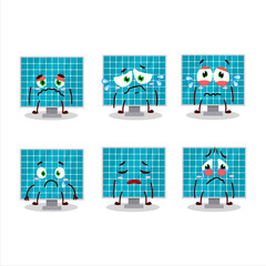 Fototapeta premium Solar panel cartoon character with sad expression