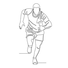 Continuous single line of man starting to run vector. Man running with high speed.