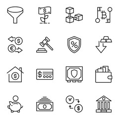 Finance design icons set. Thin line vector icons for mobile concepts and web apps. Premium quality icons in trendy flat style. Collection of high-quality black outline logo