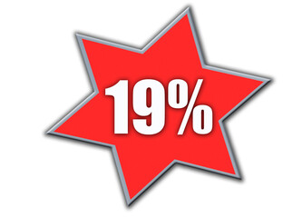19 Percent off 3d Sign on White Background, Special Offer 19% Discount Tag, Sale Up to 19 Percent Off,big offer, Sale, Special Offer Label, Sticker, Tag, Banner, Advertising, offer Icon