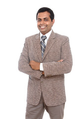 Portrait of an Indian business man on white.