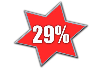 29 Percent off 3d Sign on White Background, Special Offer 29% Discount Tag, Sale Up to 29 Percent Off,big offer, Sale, Special Offer Label, Sticker, Tag, Banner, Advertising, offer Icon