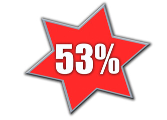 53 Percent off 3d Sign on White Background, Special Offer 53% Discount Tag, Sale Up to 53 Percent Off,big offer, Sale, Special Offer Label, Sticker, Tag, Banner, Advertising, offer Icon