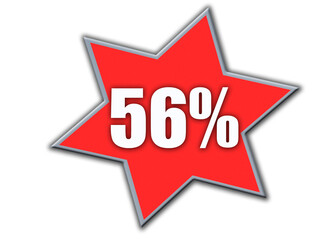 56 Percent off 3d Sign on White Background, Special Offer 56% Discount Tag, Sale Up to 56 Percent Off,big offer, Sale, Special Offer Label, Sticker, Tag, Banner, Advertising, offer Icon