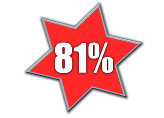 81 Percent off 3d Sign on White Background, Special Offer 81% Discount Tag, Sale Up to 81 Percent Off,big offer, Sale, Special Offer Label, Sticker, Tag, Banner, Advertising, offer Icon
